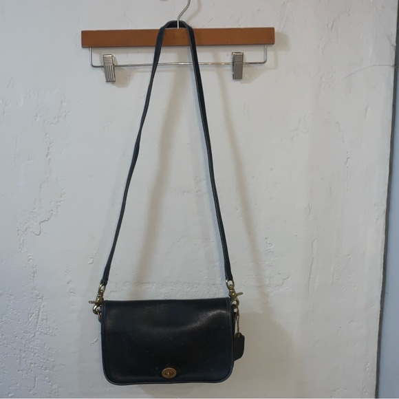 Vintage Coach Black Leather Purse Pocketbook Turnlock Convertible Bag 1980s 70s? - Picture 3 of 16